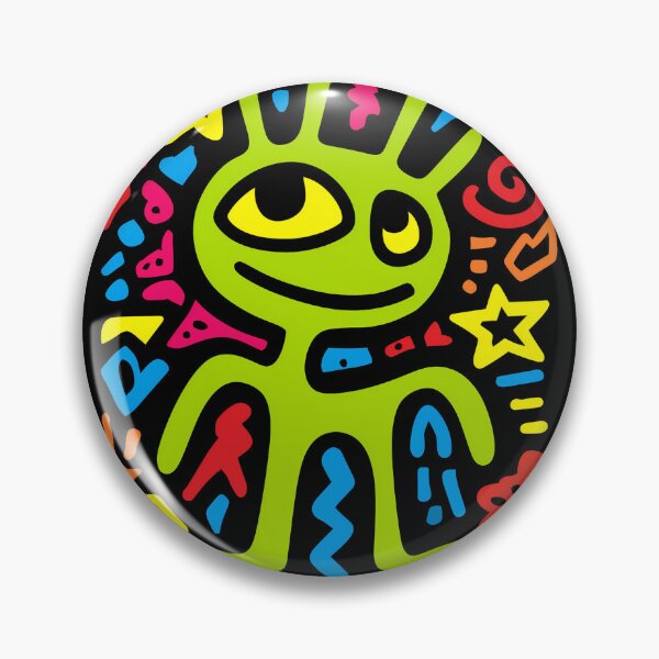 Item preview, Green Funky Neon Alien – Smiling Pop Art Character designed and sold by Moisky Patterns.