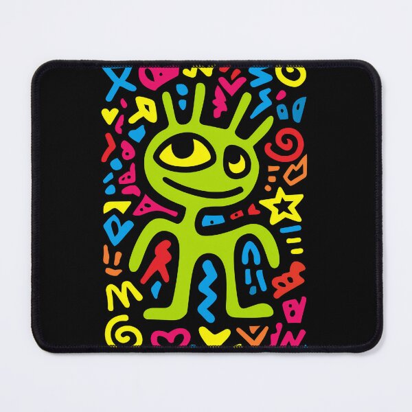 Item preview, Green Funky Neon Alien – Smiling Pop Art Character designed and sold by Moisky Patterns.