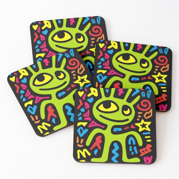 Item preview, Green Funky Neon Alien – Smiling Pop Art Character designed and sold by Moisky Patterns.