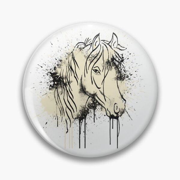 Item preview, Outline of horse head with black and cream splashes of paint designed and sold by Brownies22.