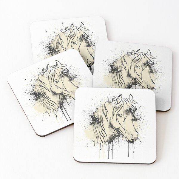 Item preview, Outline of horse head with black and cream splashes of paint designed and sold by Brownies22.