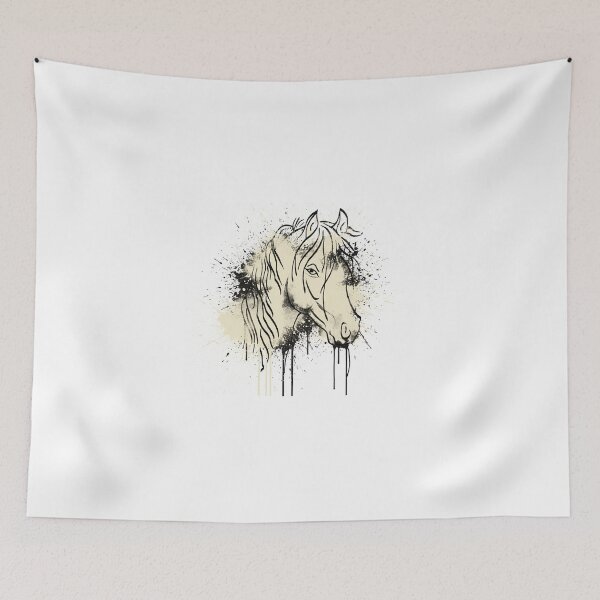 Item preview, Outline of horse head with black and cream splashes of paint designed and sold by Brownies22.