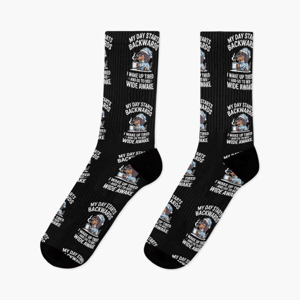 Item preview, My Day Starts Backwards I Wake Up Tired - This funny gift is perfect for people who love dogs, appreciate humor, and often wake up tired in the morning. designed and sold by ZyziowskyArt.
