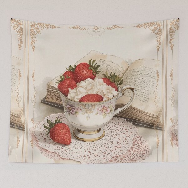 Item preview, Strawberries & Cream – Cottagecore Tea Time designed and sold by Deezyned.