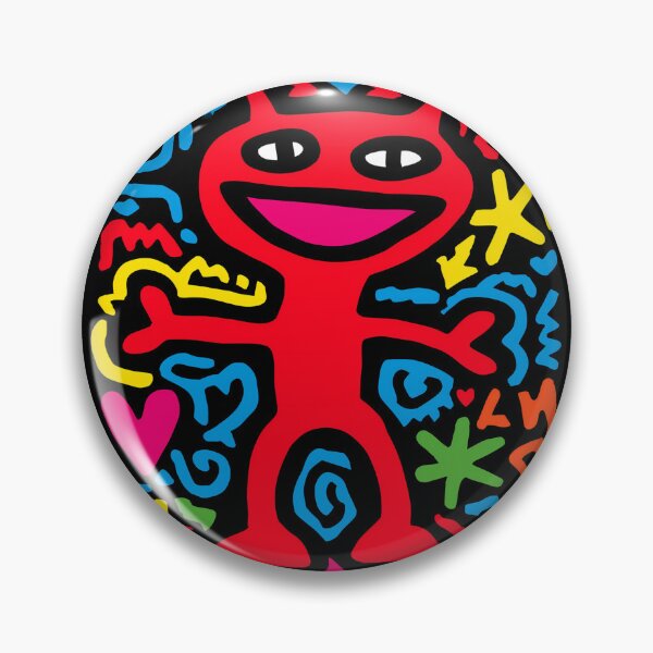 Item preview, Red Funky Neon Alien – Smiling Pop Art Character with Antennas designed and sold by Moisky Patterns.