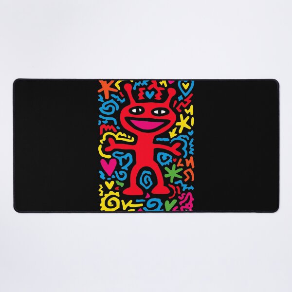 Item preview, Red Funky Neon Alien – Smiling Pop Art Character with Antennas designed and sold by Moisky Patterns.