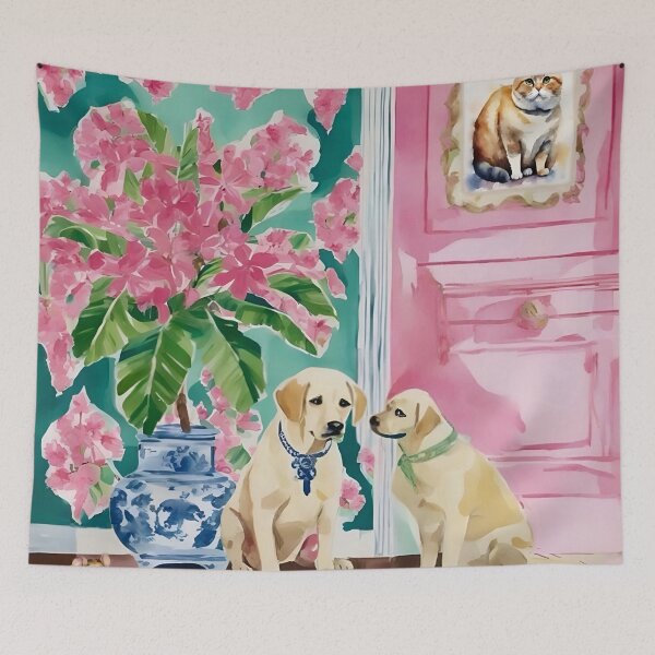 Item preview, Whimsical dog art, They brought a Cat  designed and sold by SophieClimaArt.