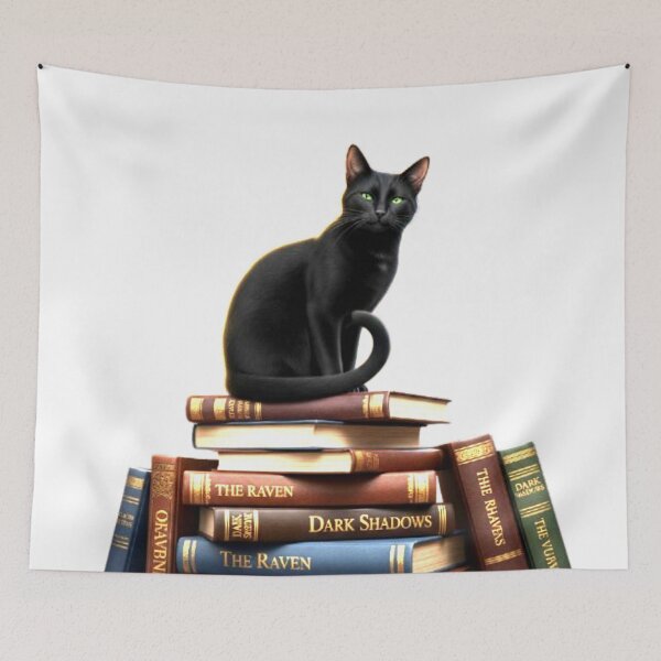 Item preview, Cute Black Cat on book  designed and sold by Obinne.