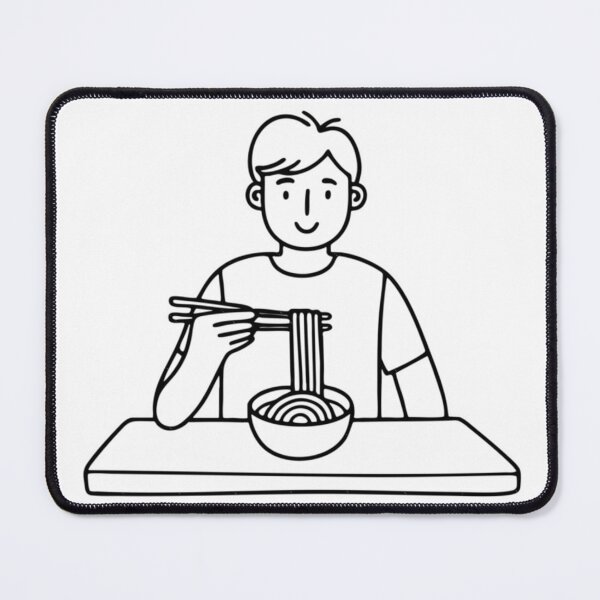 Item preview, A person eating noodles with chopsticks at a small table designed and sold by Rinitiertzdzr.