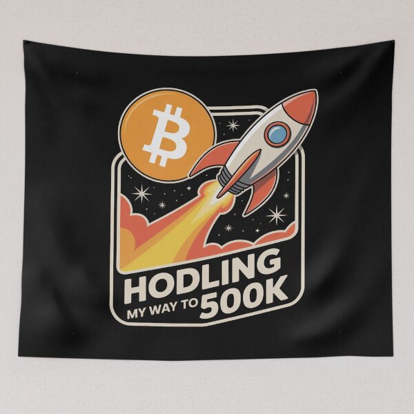 Item preview, HODLing my way to 500k, bitcoin to the moon, bitcoin crypto designed and sold by NoetherSym.