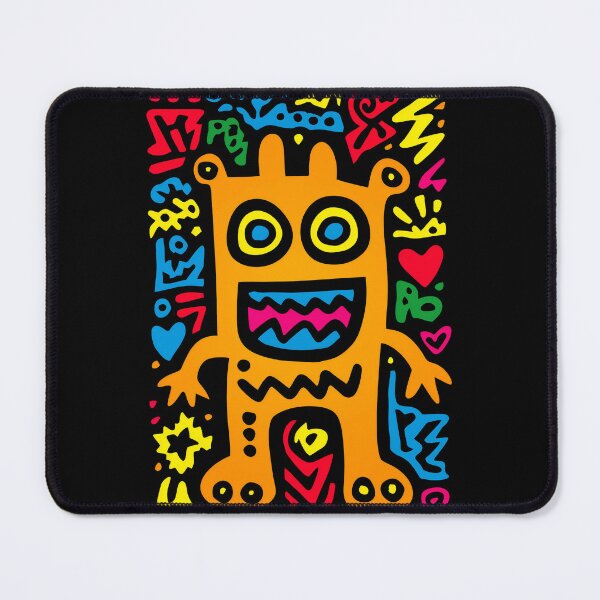 Item preview, Orange Funky Neon Alien – Pop Art Creature with Zigzag Smile designed and sold by Moisky Patterns.