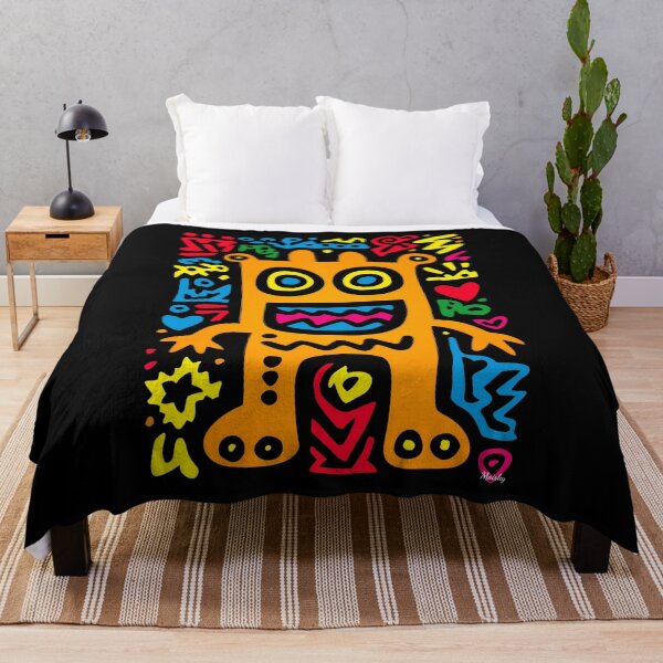 Item preview, Orange Funky Neon Alien – Pop Art Creature with Zigzag Smile designed and sold by Moisky Patterns.