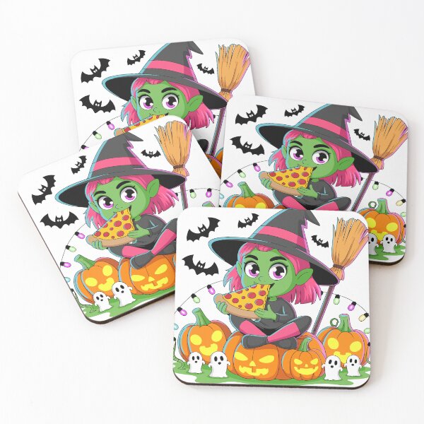 Item preview, Funny Witch Eat Pizza – Neon Halloween Design designed and sold by Grxcreation.
