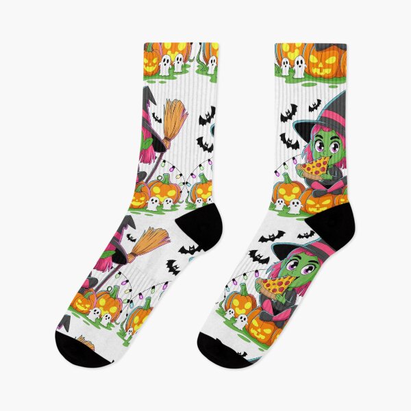Item preview, Funny Witch Eat Pizza – Neon Halloween Design designed and sold by Grxcreation.