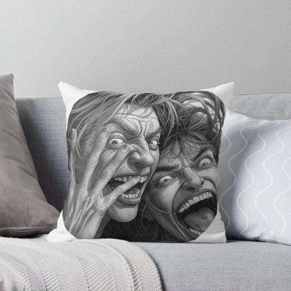 Item preview, Two Faces, One Scream — Dual Madness Monochrome Comic Art designed and sold by Feel It All Club.
