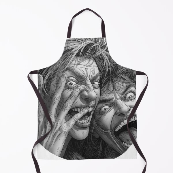 Item preview, Two Faces, One Scream — Dual Madness Monochrome Comic Art designed and sold by Feel It All Club.
