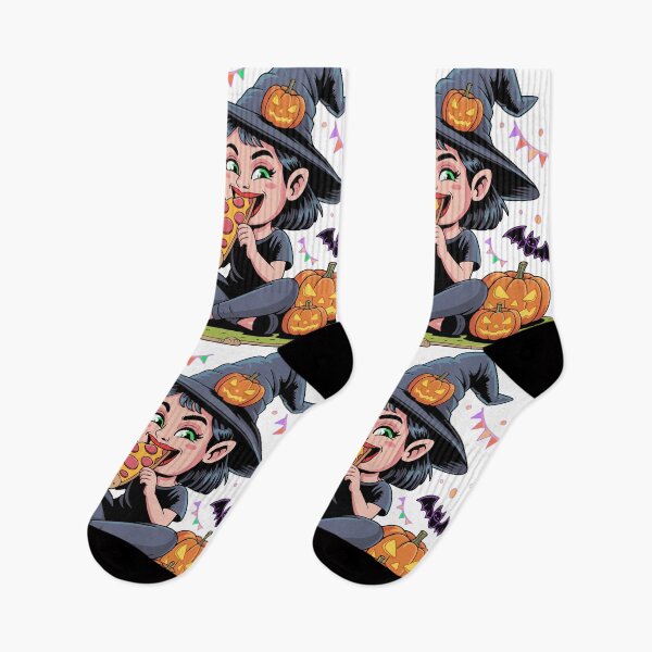 Item preview, Neon Witch Eating Pizza – Spooky Fun Halloween designed and sold by Grxcreation.