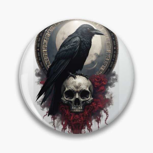 Item preview, Gothic Raven on Skull – Dark Occult Symbol designed and sold by SEBRYS.