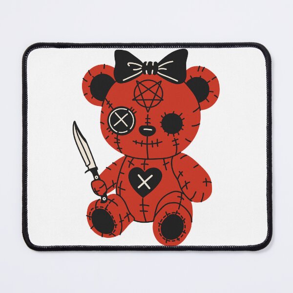 Item preview, Creepy voodoo-style teddy bear with red stitched body designed and sold by Innamalinka.
