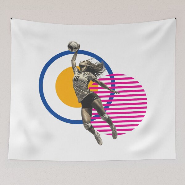 Item preview, Volleyball Outside Hitter Powerful Spiker on Bold Geometric Pattern designed and sold by daila70.