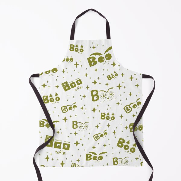 Item preview, Halloween Olive Green Boo crazy faces designed and sold by MoorePatterns.