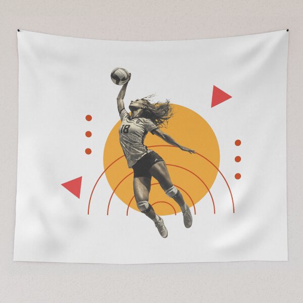 Item preview, Volleyball Hitter Outside Position Spiker with Geometric Artwork designed and sold by daila70.