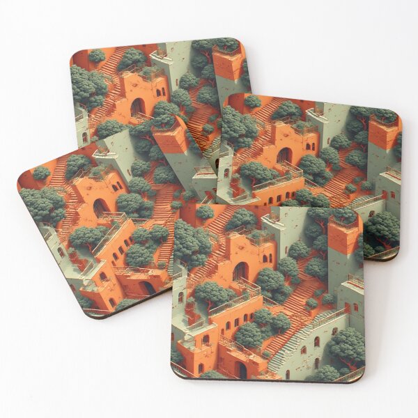 Item preview, Surreal Terraced Village with Trees and Stairways designed and sold by Virtuals1.