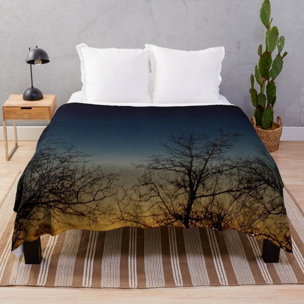 Item preview, Sunset from my back window Blue Gold Black Tree Silhouettes designed and sold by DianeBP.