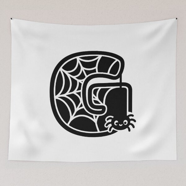 Item preview, Halloween Letter G – Black Spider Web Kawaii Cartoon designed and sold by PrintCreations9.