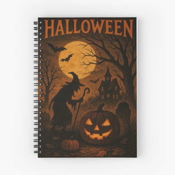 Item preview, Spooky Halloween Scene with Witch and Jack-o'-Lantern designed and sold by ImagineCorner.