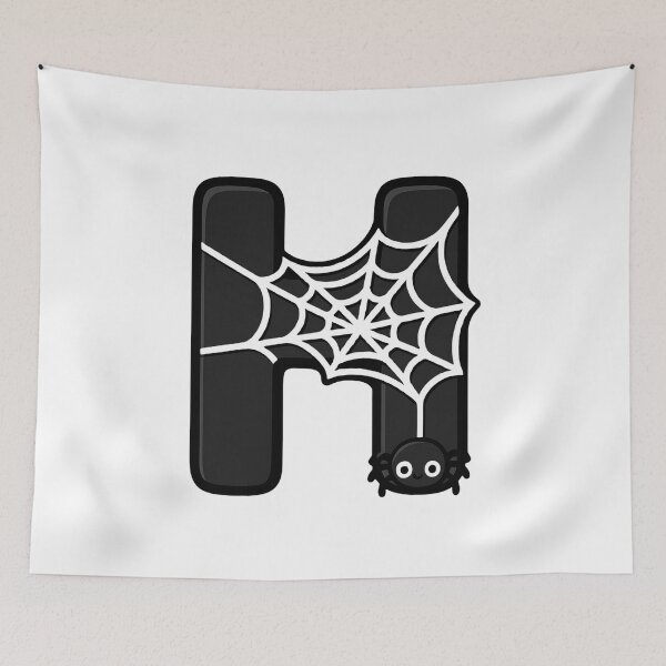 Item preview, Halloween Letter H – Black Spider Web Kawaii Cartoon designed and sold by PrintCreations9.