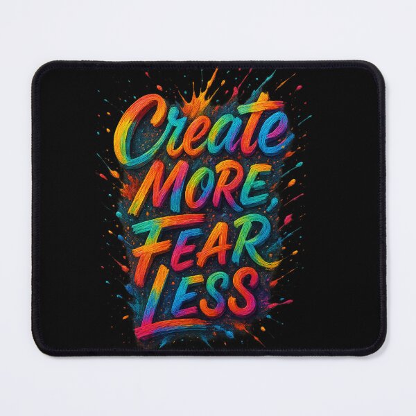 Item preview, Create More, Fear Less – Artistic Splash Typography designed and sold by NeonCore.
