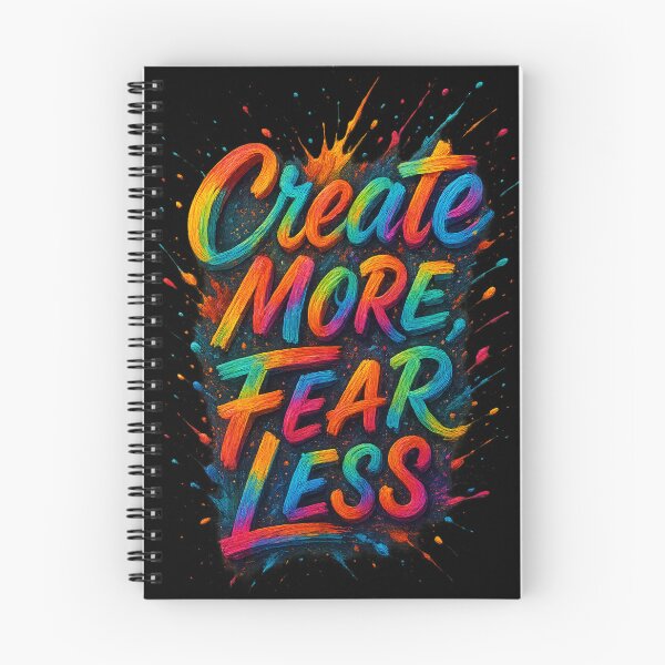Item preview, Create More, Fear Less – Artistic Splash Typography designed and sold by NeonCore.