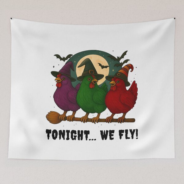 Item preview, Tonight We Fly – Witchy Halloween Chickens designed and sold by Har-vee.