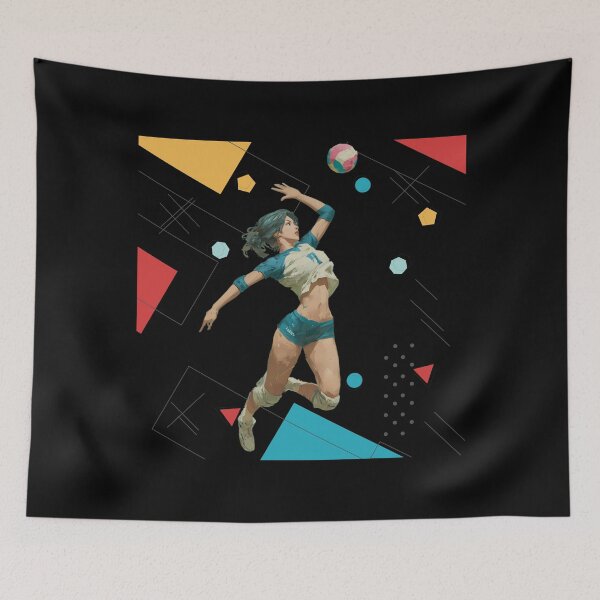 Item preview, Volleyball Opposite Hitter Powerful Spiker on Bold Geometric Pattern designed and sold by daila70.