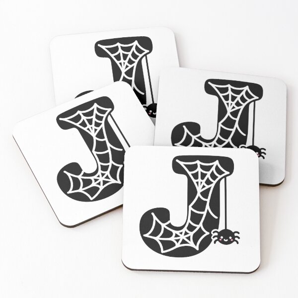 Item preview, Halloween Letter J – Black Spider Web Kawaii Cartoon designed and sold by PrintCreations9.