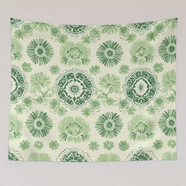 Item preview, Victorian-Inspired Green Botanical Tile Pattern designed and sold by Virtuals1.