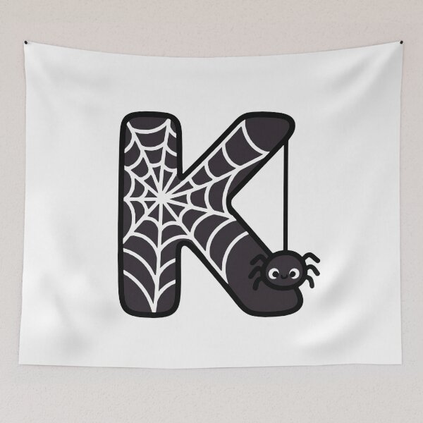 Item preview, Halloween Letter K – Black Spider Web Kawaii Cartoon designed and sold by PrintCreations9.