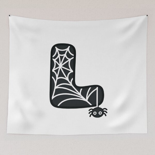 Item preview, Halloween Letter L – Black Spider Web Kawaii Cartoon designed and sold by PrintCreations9.