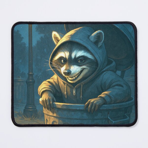 Item preview, Raccoon in the trash can designed and sold by NoerdyundDoerty.
