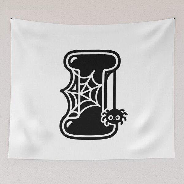 Item preview, Halloween Letter I – Black Spider Web Kawaii Cartoon designed and sold by PrintCreations9.
