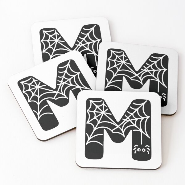 Item preview, Halloween Letter M – Black Spider Web Kawaii Cartoon designed and sold by PrintCreations9.