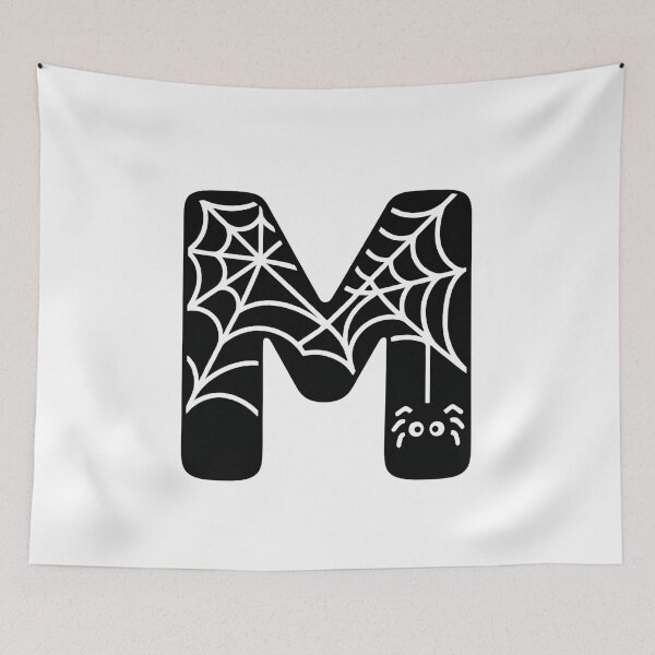 Item preview, Halloween Letter M – Black Spider Web Kawaii Cartoon designed and sold by PrintCreations9.