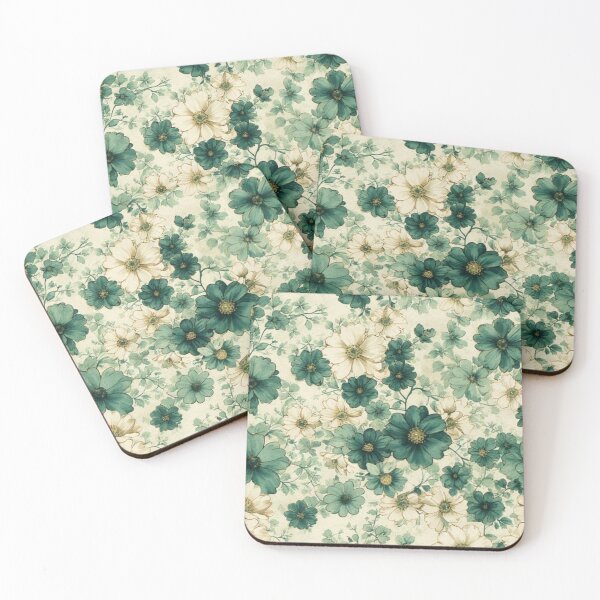 Item preview, Romantic Green & White Watercolor Floral Pattern designed and sold by Virtuals1.