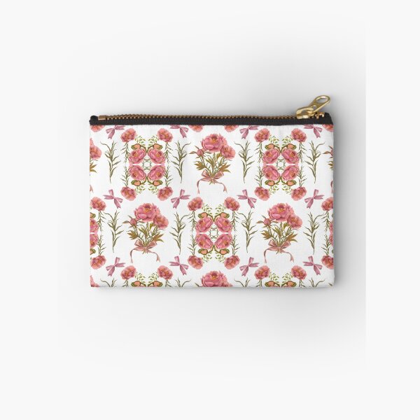 Item preview, Seamless delicate watercolor botanical pattern with pink peonies and pink bows on a white background designed and sold by Grin Katalina Floral Patterns & Cozy Art.