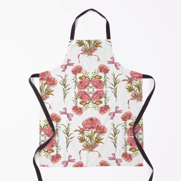 Item preview, Seamless delicate watercolor botanical pattern with pink peonies and pink bows on a white background designed and sold by Grin Katalina Floral Patterns & Cozy Art.