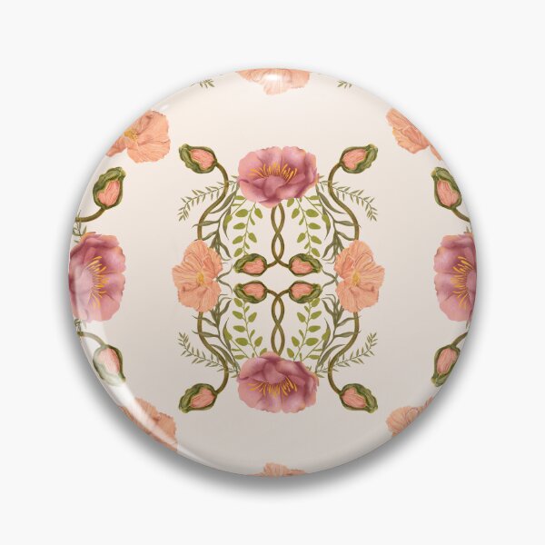 Item preview,  Seamless delicate watercolor botanical pattern with pink peonies and poppies on a cream background designed and sold by Grin Katalina Floral Patterns & Cozy Art.