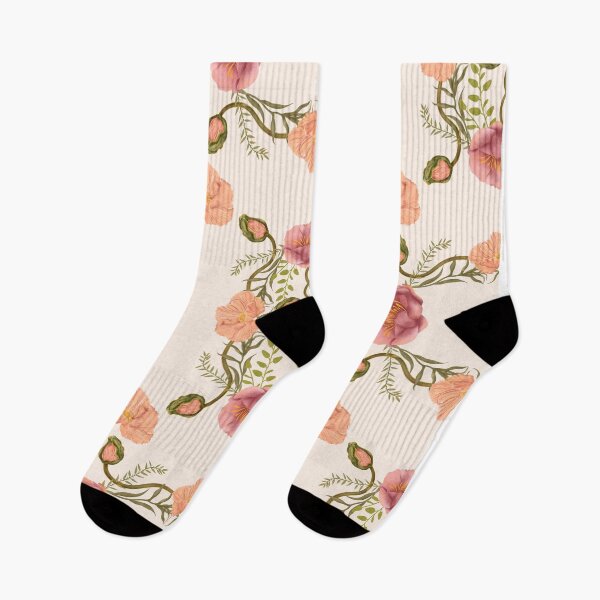 Item preview,  Seamless delicate watercolor botanical pattern with pink peonies and poppies on a cream background designed and sold by Grin Katalina Floral Patterns & Cozy Art.