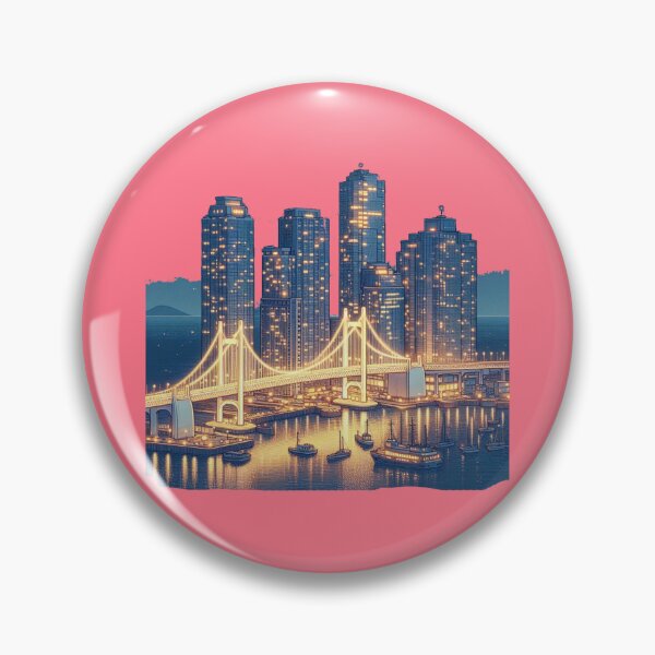Item preview,  Busan Haeundae Skyline with North Harbor Bridge 3D Cute Sketch,   designed and sold by PaintMeWorld.
