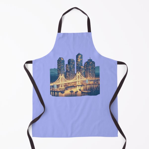 Item preview, Busan Haeundae Skyline with North Harbor Bridge 3D Cute Sketch, designed and sold by PaintMeWorld.